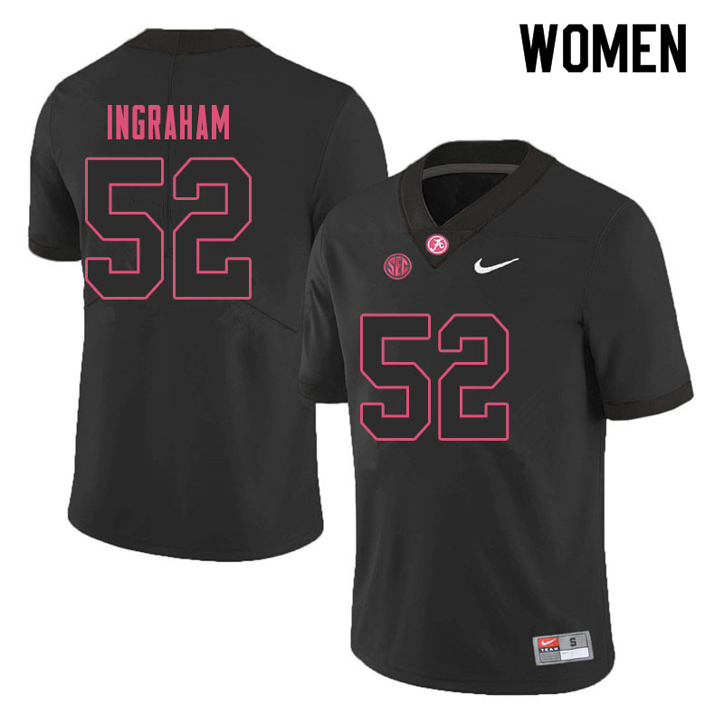 Women #52 Braylen Ingraham Alabama Crimson Tide College Football Jerseys Sale-Black